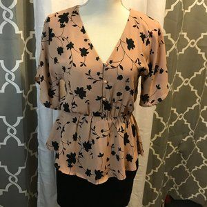 mauve dress shirt with black flowers, NWT, Size XS, for work or a night …